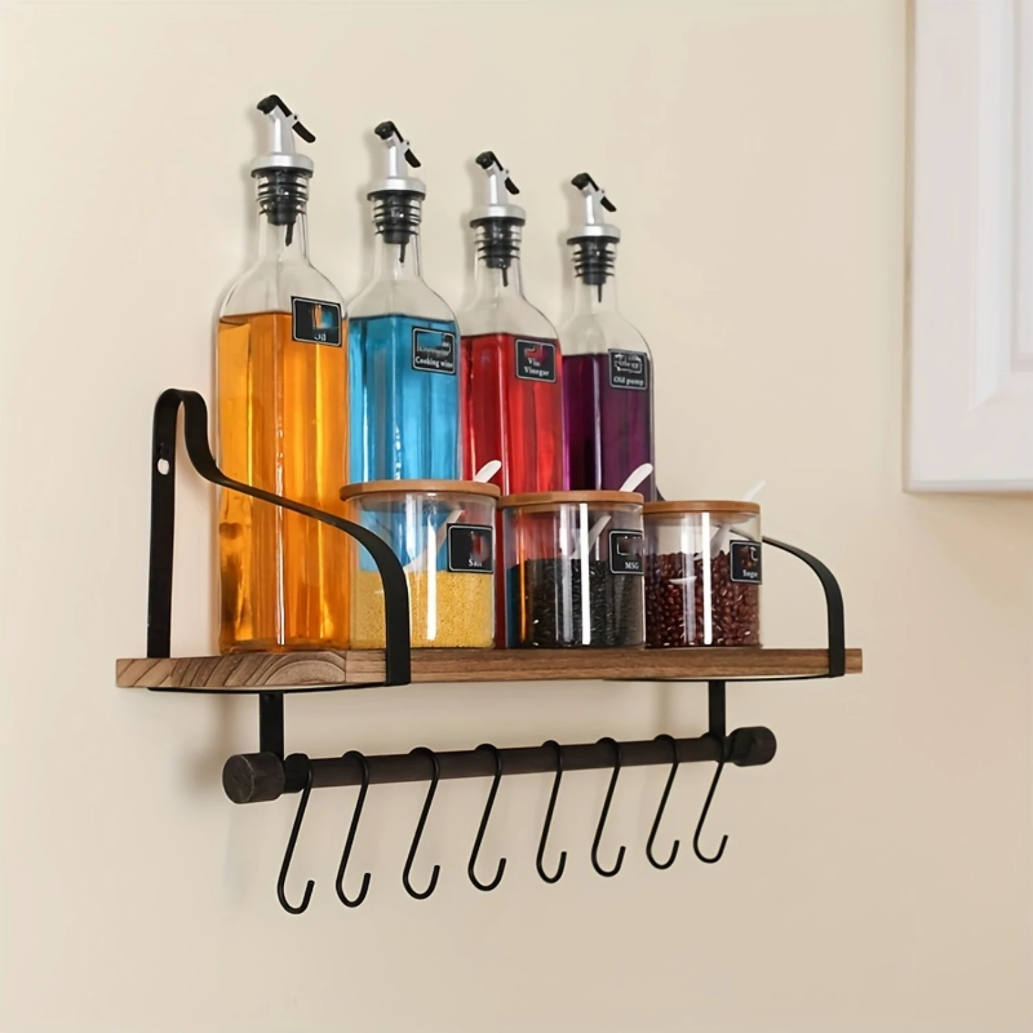 Country-Style Wall-Mounted Coffee Mug Holder with 8  - Space-Saving, Decorative & Versatile  Solution