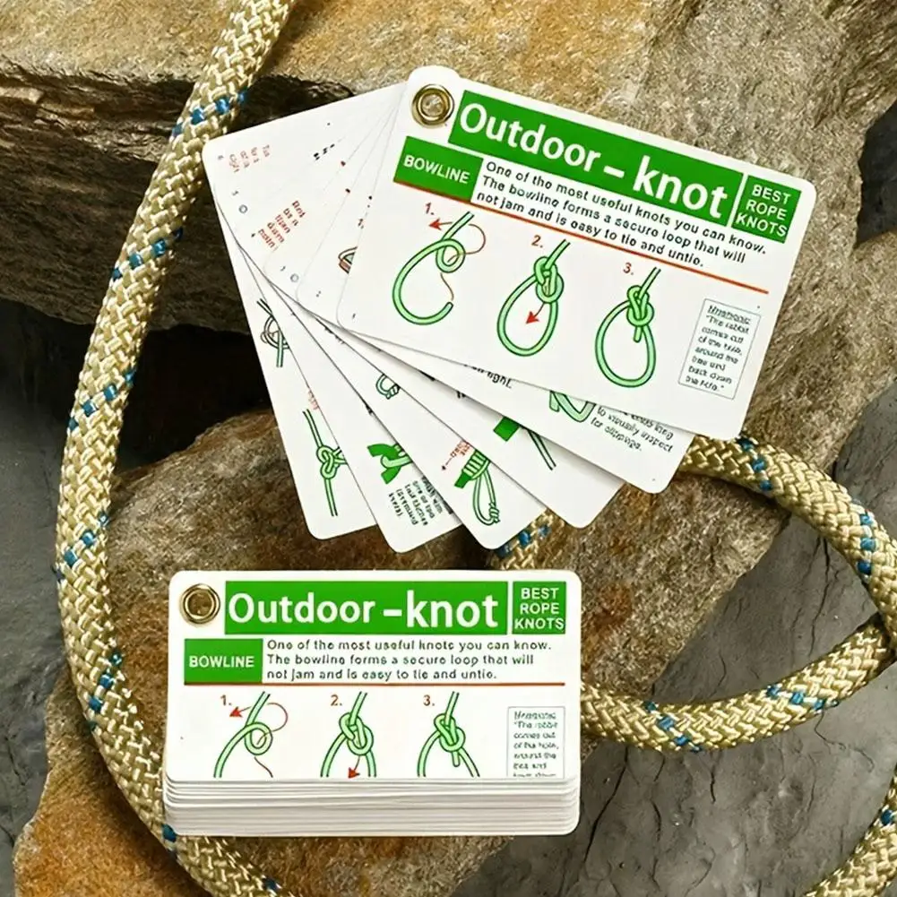 Rock Climbing Knot Cards Includes 27 Rope Knots,with Mini Carabiner to Clipping,Waterproof Knot Tying Cards Ultimate Knot Guides