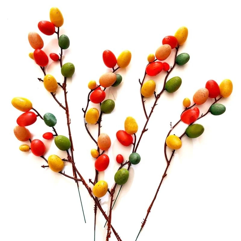 부활절 달걀 절단 인공 꽃 지점 다채로운 거품 새 계란 축하 장식 홈 봄 파티 용품