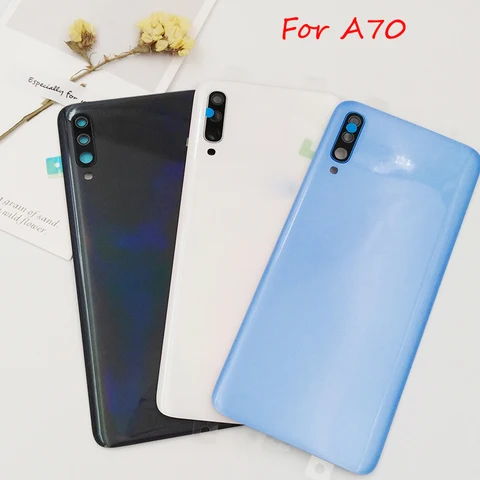Крышка батарейного отсека для Samsung A70, задняя крышка, задняя крышка корпуса, сменные детали для Galaxy A705 SM-A705FN/DS с объективом камеры