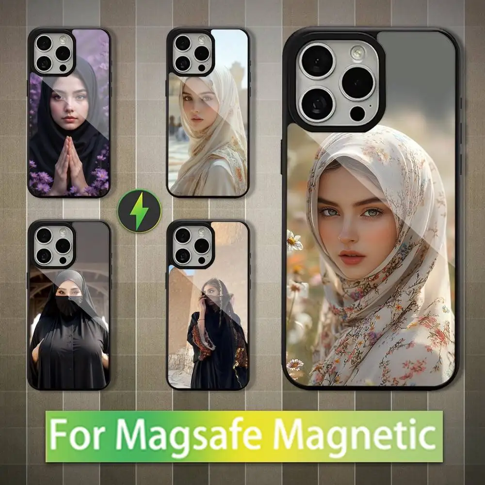 

Arabic Beautiful Girls Phone Case For iPhone 13,15,17,14,Pro,Max,For Magsafe,Plus,12,11,16,Mini,Magnetic Wireless Charging