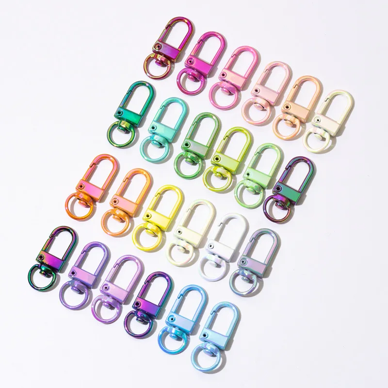 10pcs Color Spring Buckle Colorful Open Ring Electroplated Door Buckle Key Chain DIY Accessories Connecting Ring
