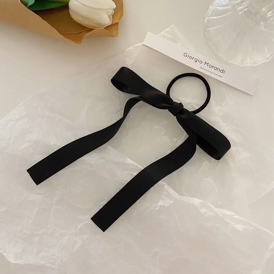 Fashion Long Tassel Streamer Elastic Hair Bands Ribbon Bowknot Hair Ties Girls Ponytail Holder Headwear Accessories