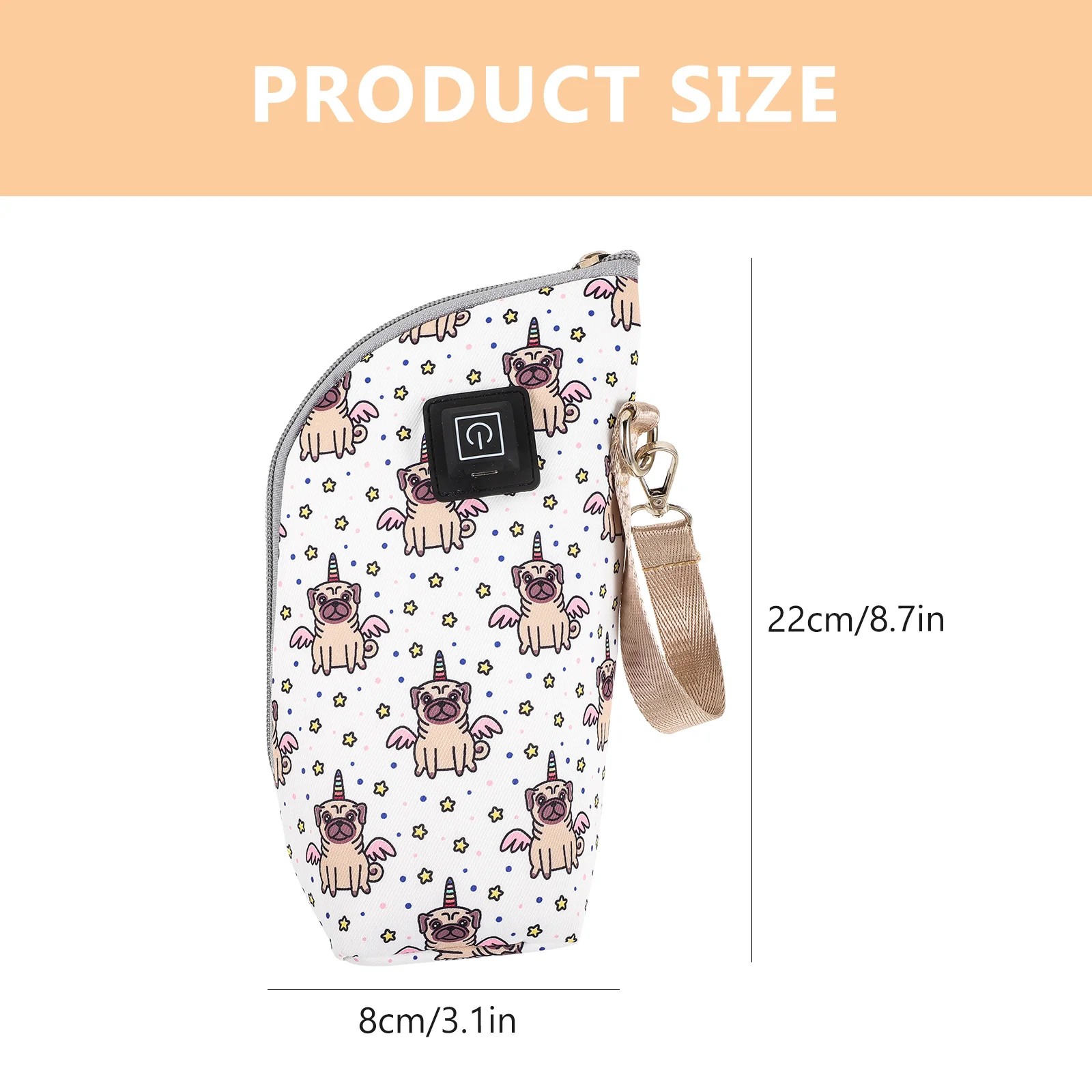 Melkverwarmer Draagbare USB-babyflesverwarmer 3 temperatuurmodi Compacte flesafdekking voor reizen naar huis Auto buitengebruik