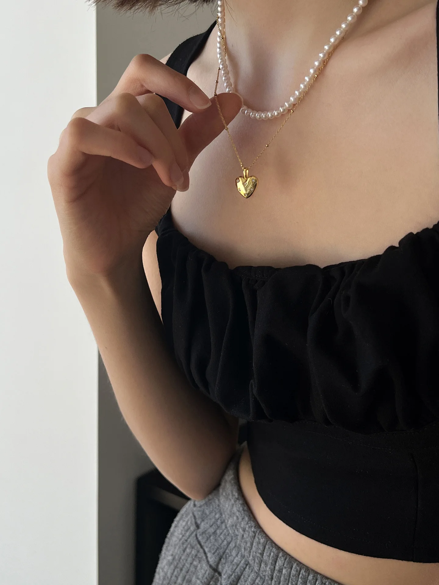 925 Sterling Silver Fashion Gold Shining Diamond Big Heart Locket Pendant Long Chain Necklace Accessories For Women Bijoux Gift