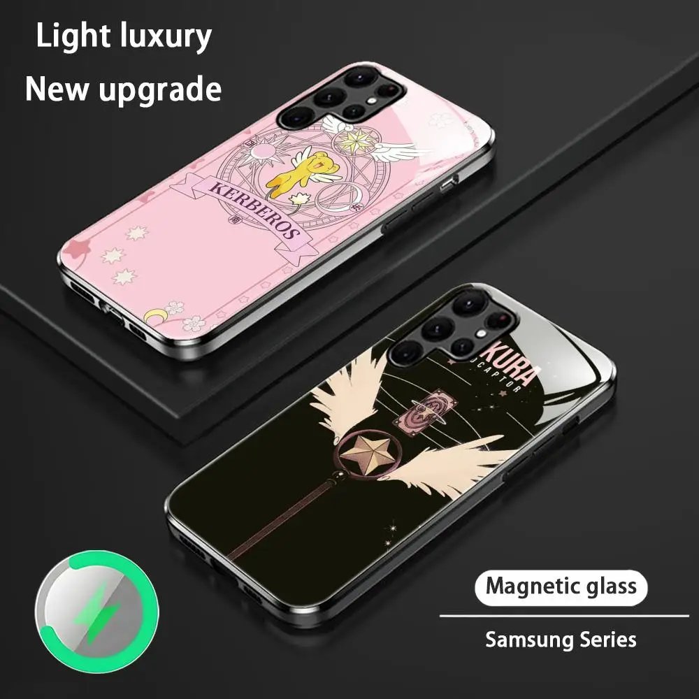 

Прекрасный чехол для телефона Cardcaptor sakura для Samsung S25 S24 S23 S22 S21 S20 Plus Ultra Note20, стеклянный магнитный чехол