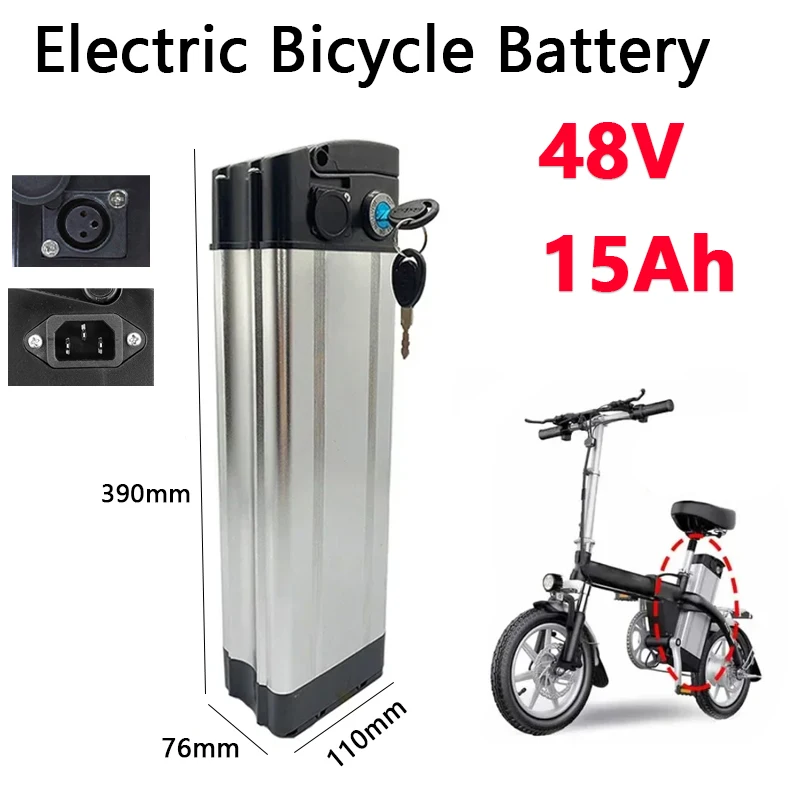 Bateria de lítio de bicicleta elétrica dobrável, bateria sobressalente de bicicleta elétrica, pneu gordo, praia e neve, carregador, 48V, 20Ah, 54,6 V, 800W