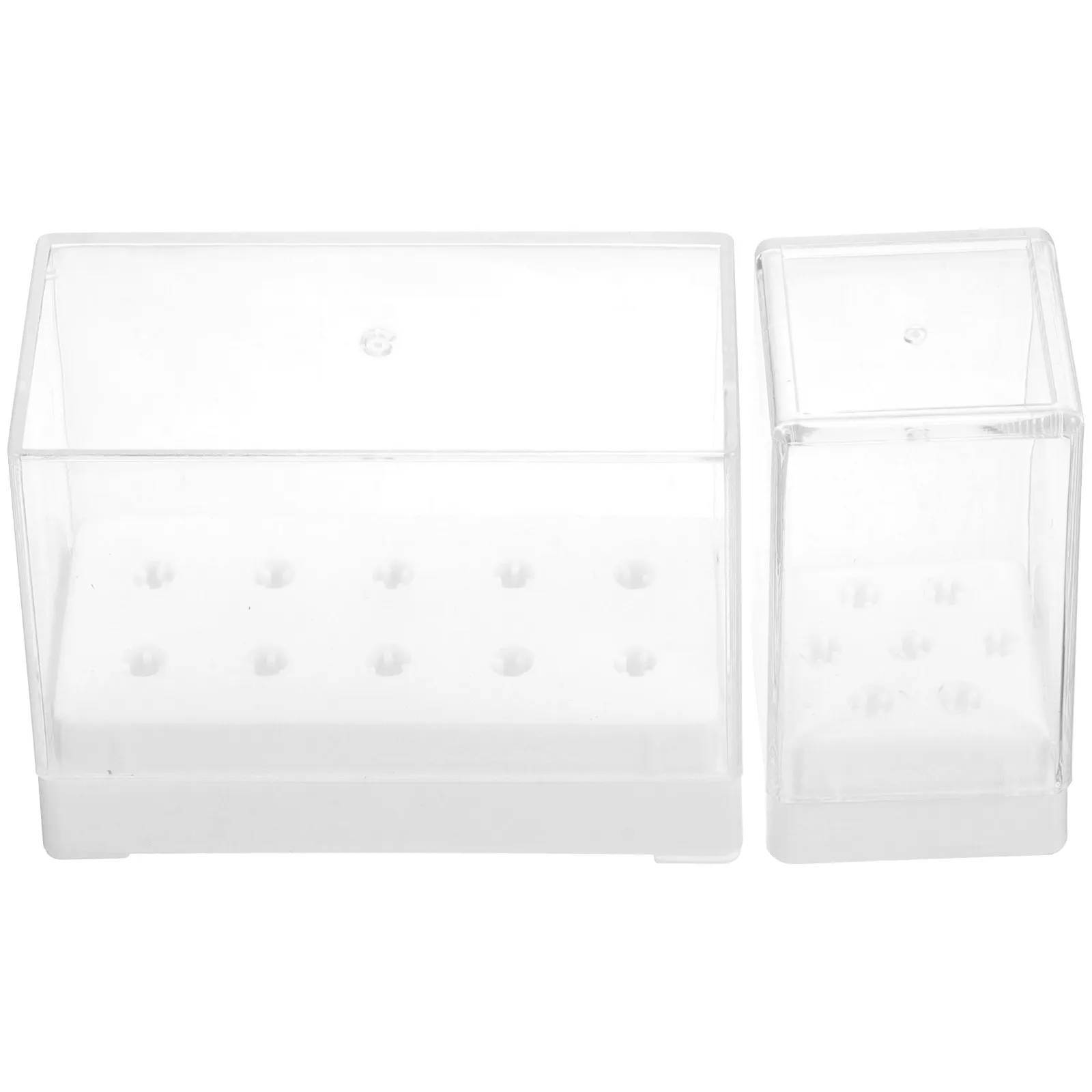 

Набор из 2-х пластиковых органайзеров для хранения насадок для маникюрных фрез с 10 отверстиями, для салонов и домашнего использования, контейнер для насадок с несколькими отверстиями