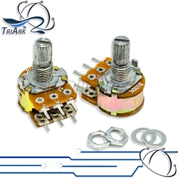 5Pcs/Lot WH148 Potentiometer B1K B2K B5K B10K B20K B50K B100K B500K B1M 6Pin Shaft 1K 2K 5K 10K 20K 50K 100K Dual Potentiometer