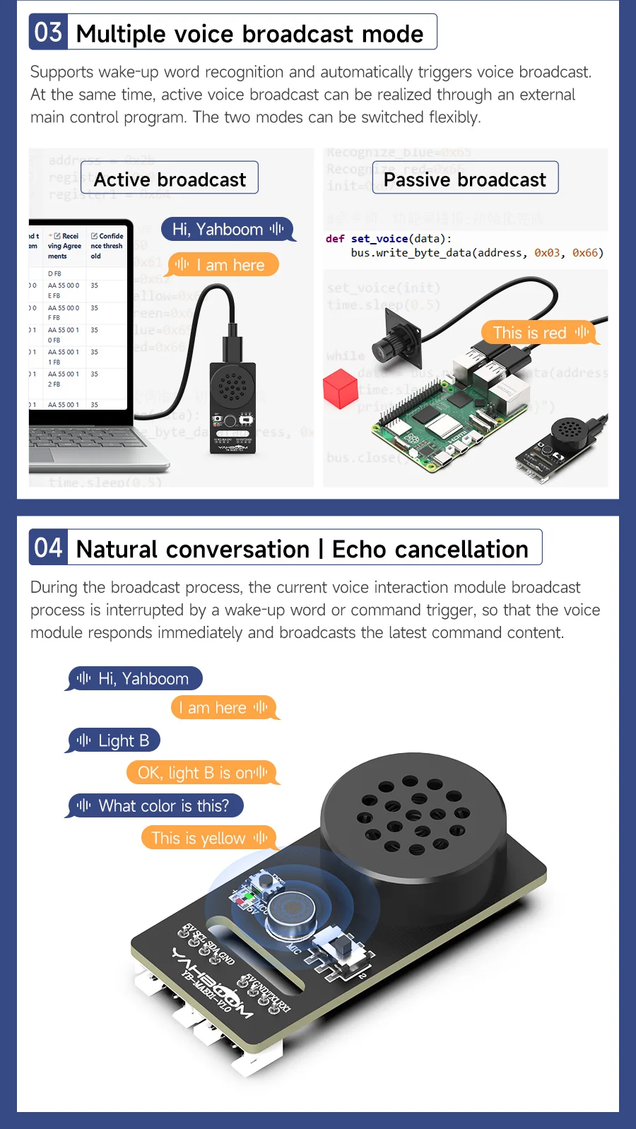Yahboom AI Spracherkennungsmodul, Sprachübertragung, benutzerdefinierte Wake-Wörter, Züge, Interaktionsmodell, programmierbares Sound-Sensor-Kit – Detail 8
