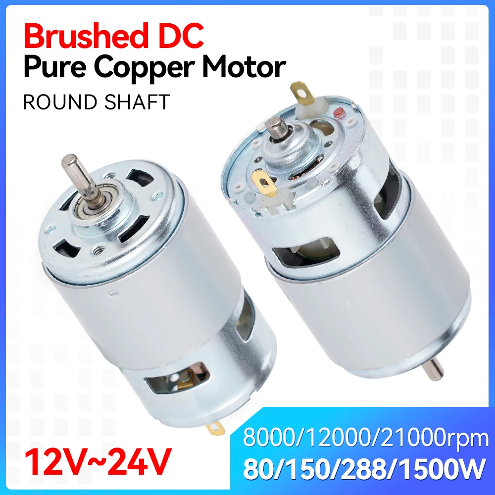 Silnik 775 DC 12V-24V 150W/288W Silnik wrzeciona z podwójnym łożyskiem kulkowym 12000RPM Silnik DC Duży moment obrotowy Silnik o dużej mocy i niskim poziomie hałasu