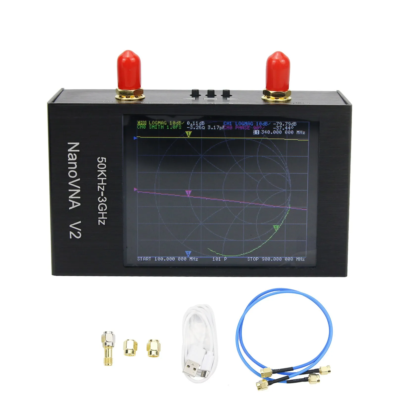 NanoVNA V2 50KHz-3GHz Vector Network Analyzer ant enna Analyzer Metal Shell for Shortwave HF VHF UHF