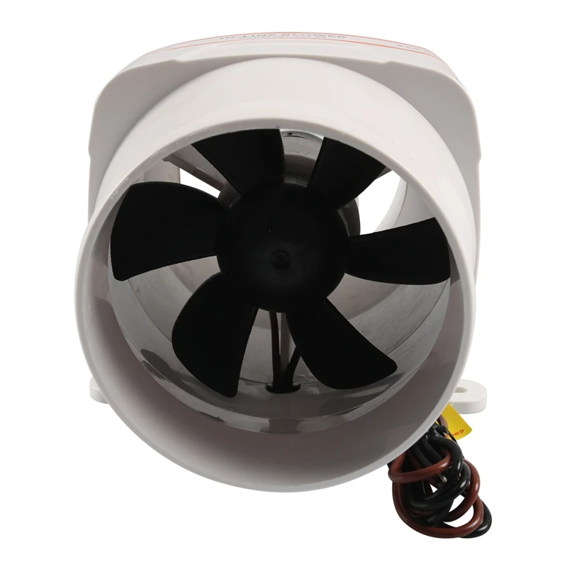 2X 12V 270 CFM Boat Blower 4 Inch In-Line Marine Bilge Air Blower Fan Quiet Blower Vents 6 Leaves