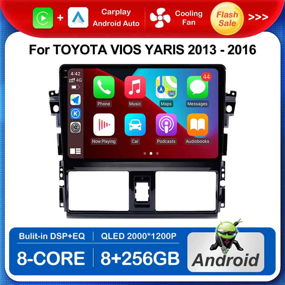 

10 '' HD Android Intelligent System Car Radio Multimedia Player for TOYOTA VIOS YARIS 2013 - 2016 WiFi 4G DSP Stereo GPS Navi BT