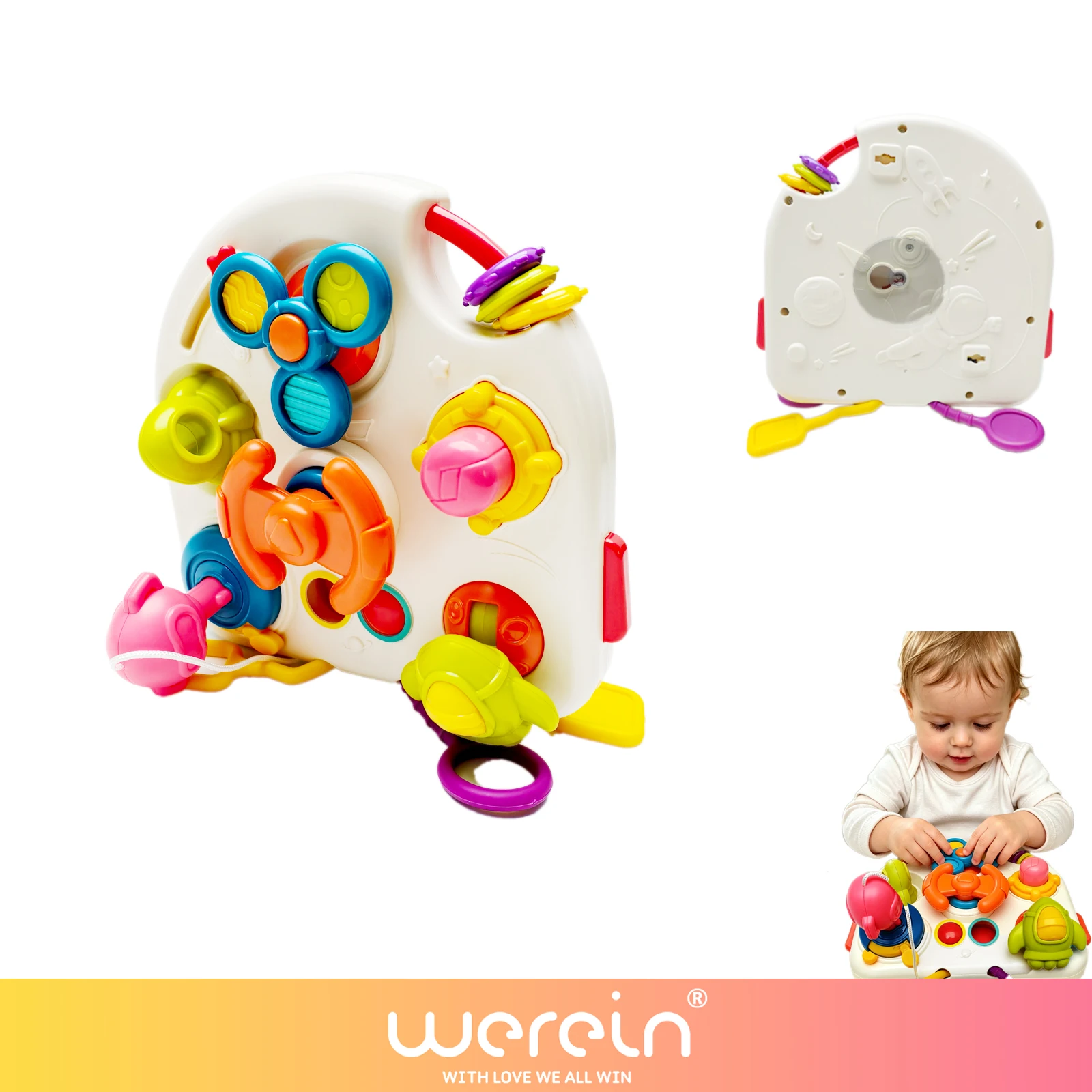 10IN1 Space Busy Board Montessori Toy Multi Scene Suction Activity Panel Fits High Chair Stroller Crib Multi Function Fine Motor