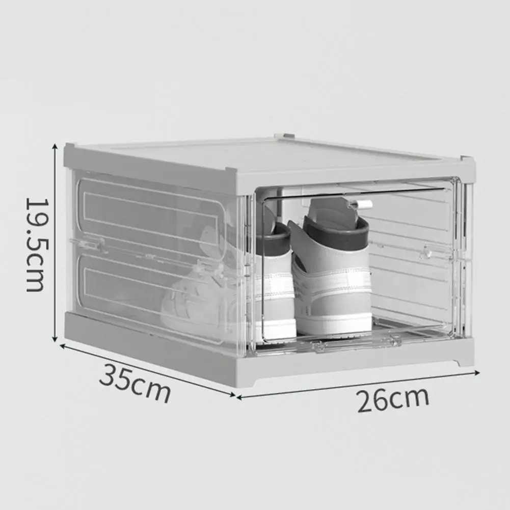 Plastic Shoes Case Transparent Stackable Foldable Dust-proof Visible Dustproof Dorm Shoe Storage Container Shoe Organizer