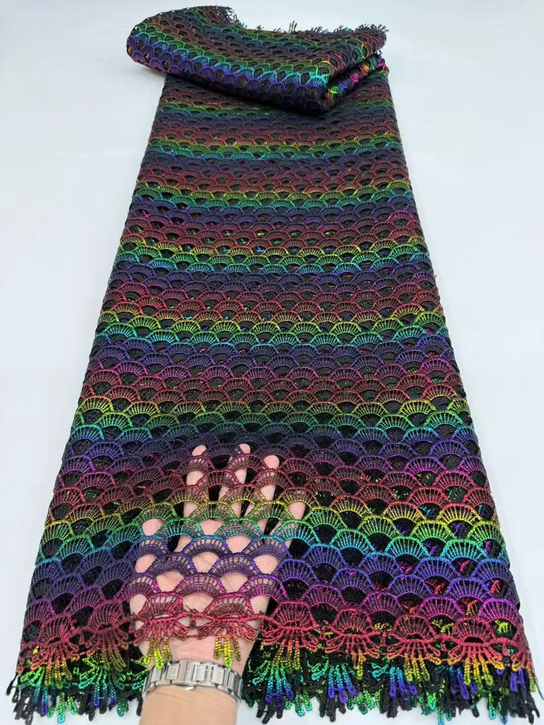 

African Guipure Cord Lace Fabric High Quality 5 Yards Nigerian Water Soluble Lace Fabric For Women Wedding Party Sewing Dresses