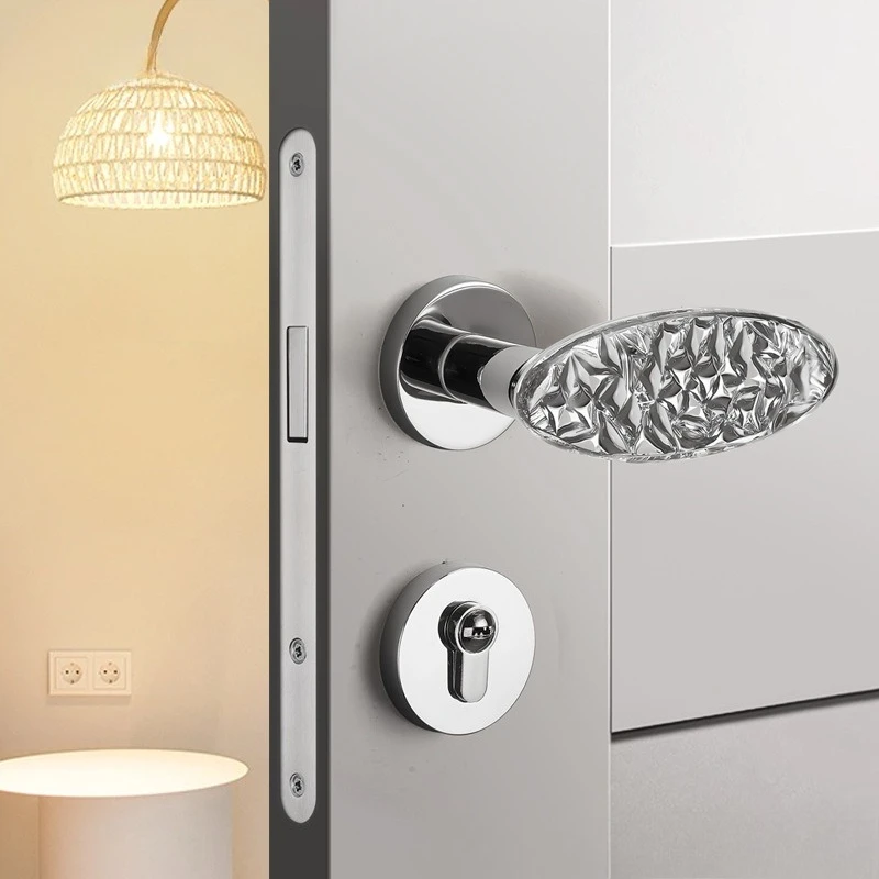 Golden Crystal Bedroom Door Lock Household Universal Indoor Silent Room Door Lock Magnetic Suction Split Lock Wooden Door Handle