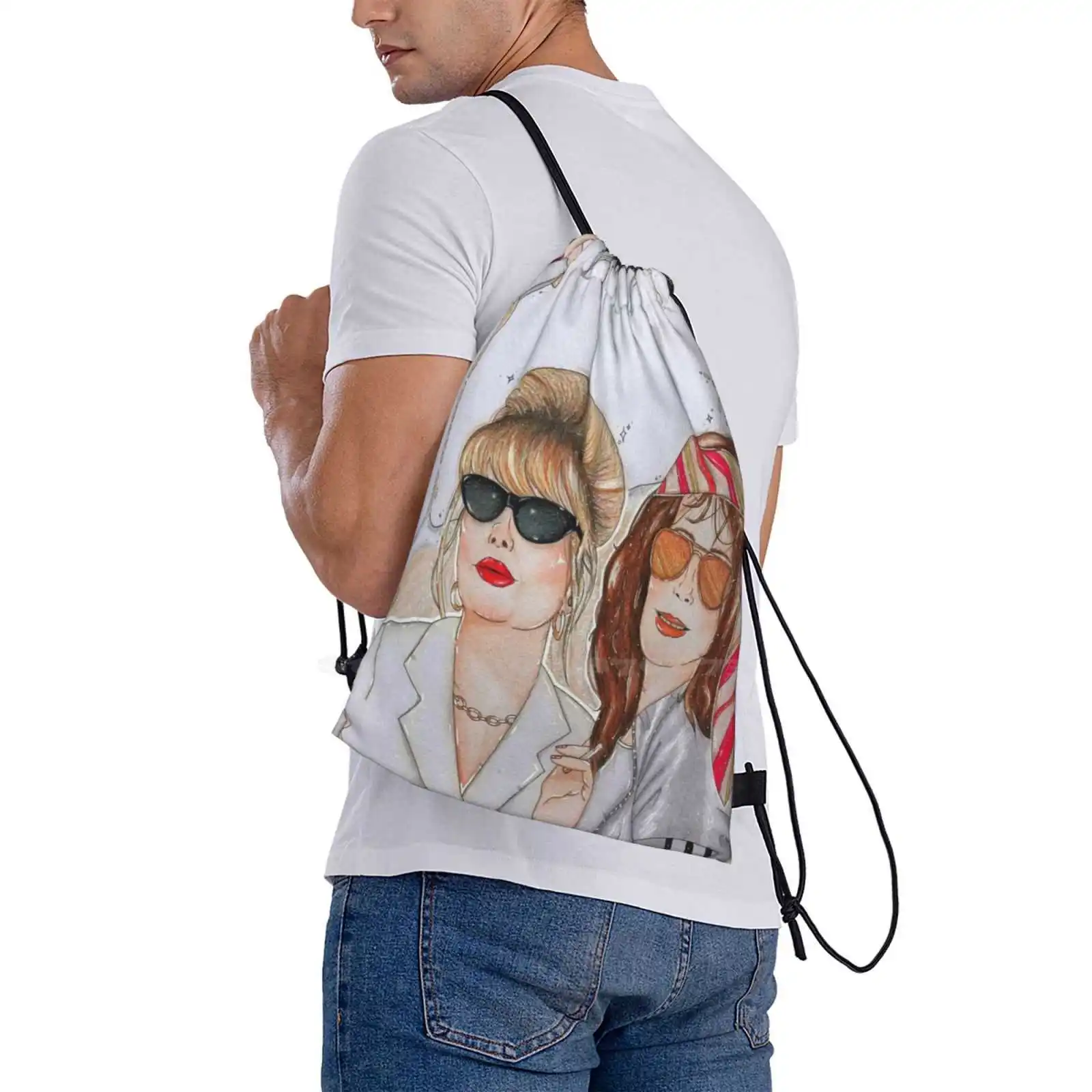 Ab Fab - Original Pencil Artwork Hot Sale Schoolbag Backpack Fashion Bags Ab Fab Absolutely Champagne Fabulous Cigarette Patsy