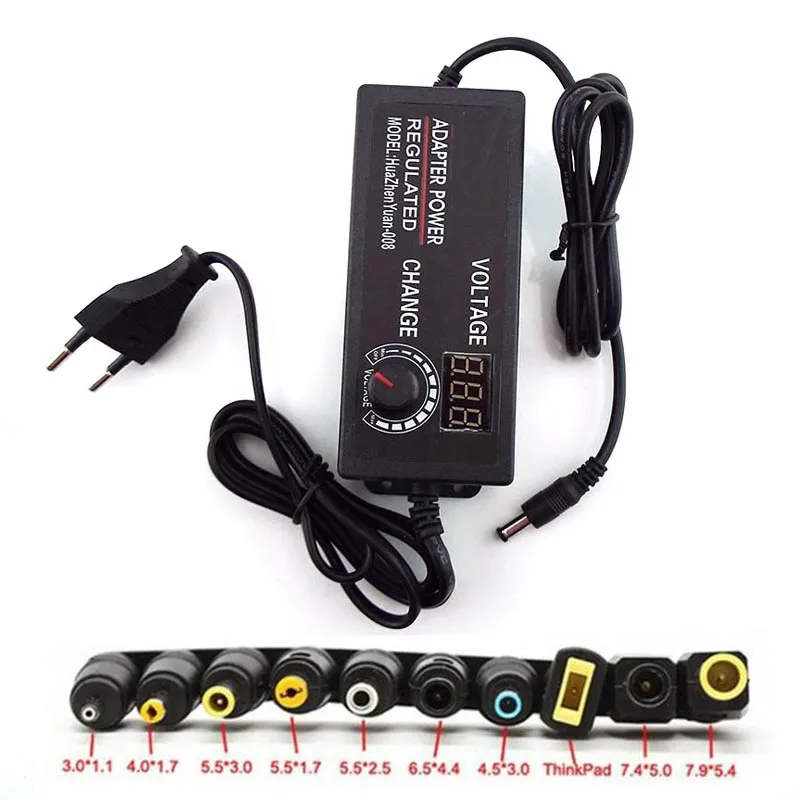 

Power Supply Adapter AC 100V-240V to DC 3V-24V 3A Universal Adjustable Charger 5.5mmx2.1mm To Multi-type Male Jack Tips C4