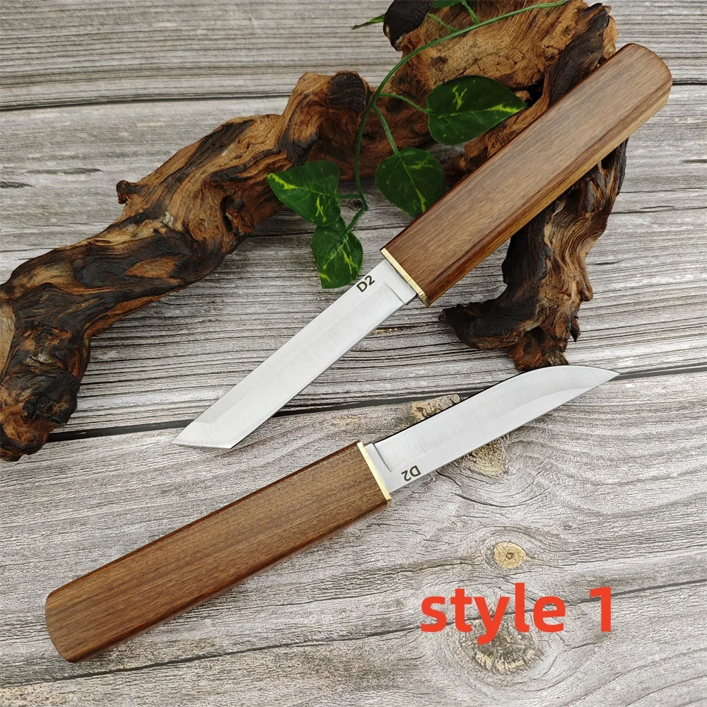 Combat Tactical Knife D2 Steel Fixed Blade Knife Walnut Handle 2-in-1 Two Katana Outdoor Hunting Multi Knives Survival Tool 2PCS image 2