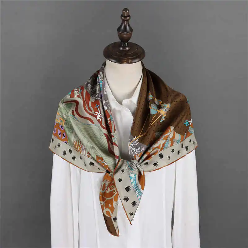 Double Sided Luxury Designer Silk Scarf 90CM Women Twill Shawls Rolled Edges Bandanas Bag Belt Accessories Head Hair Decoration