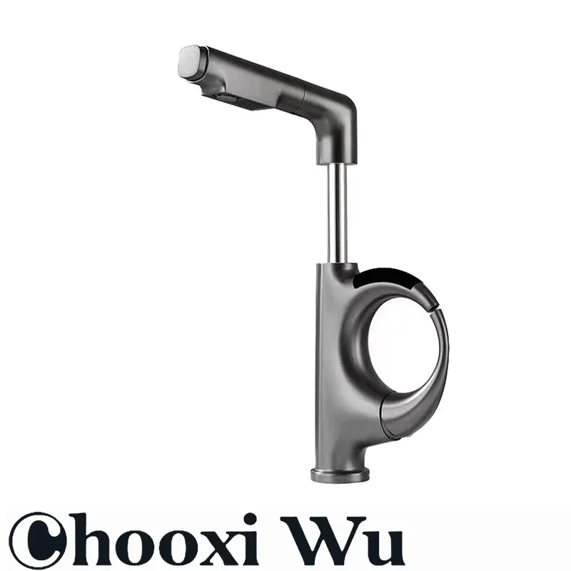 CHOOXIWU-حوض الحمام الإبداعي القابل للسحب ذراع آلي شاشة ديجيتال ذكية تمتد الساخنة والباردة ثقب واحد صنبور بار