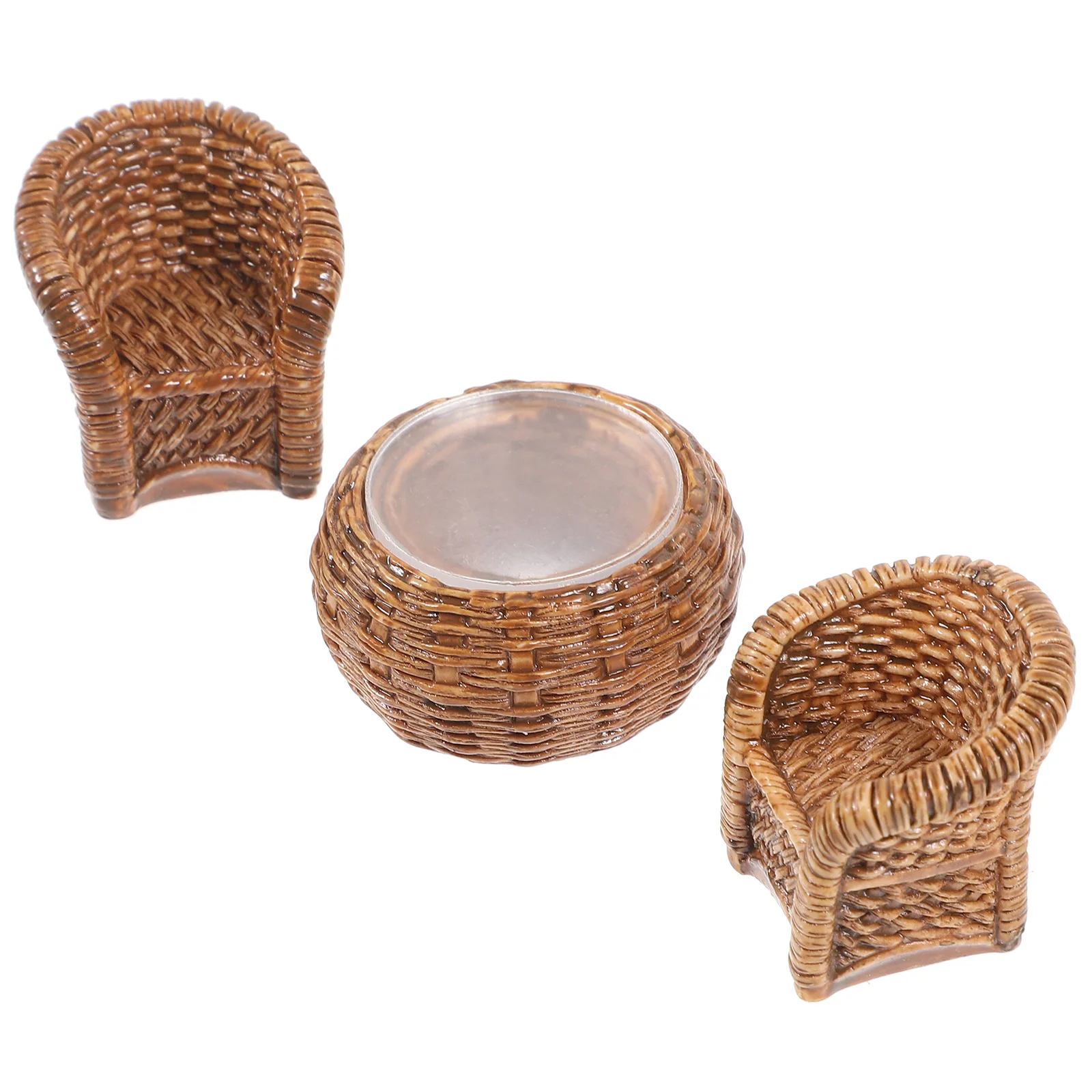 

House Decoration Decors Furniture Chair Toys DIY Accessories Mini Table Plastic Tiny Child Wicker Basket