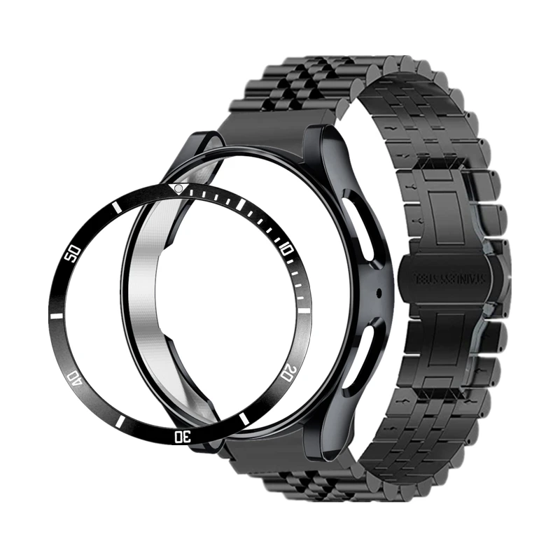 No Gaps Bracelet for Samsung Galaxy Watch 4 5 44mm 40mm Metal Strap Galaxy Watch 4 Classic 42mm 46mm Band+Case+Bezel Ring