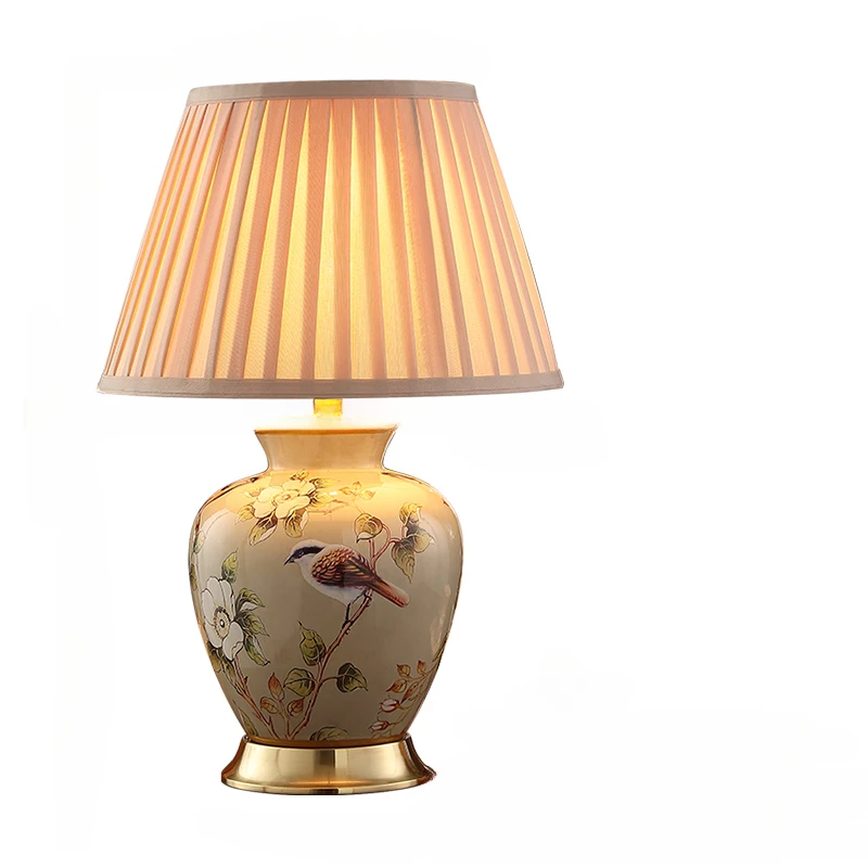 American simple ceramic table lamp living room complex classical European luxury villa hotel atmosphere copper bedroom