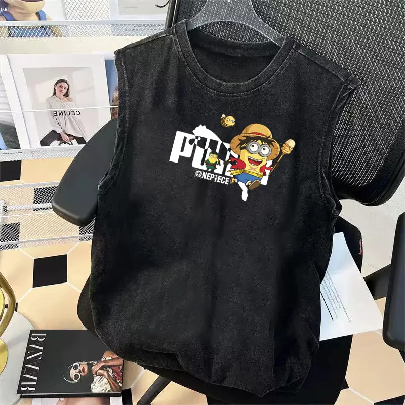 

Men's Oversized Sleeveless Vest Graphic T Shirt Vintage Wash Print Y2K Tank Top for Women Summer Gym Clothing Luxury Brand 2025