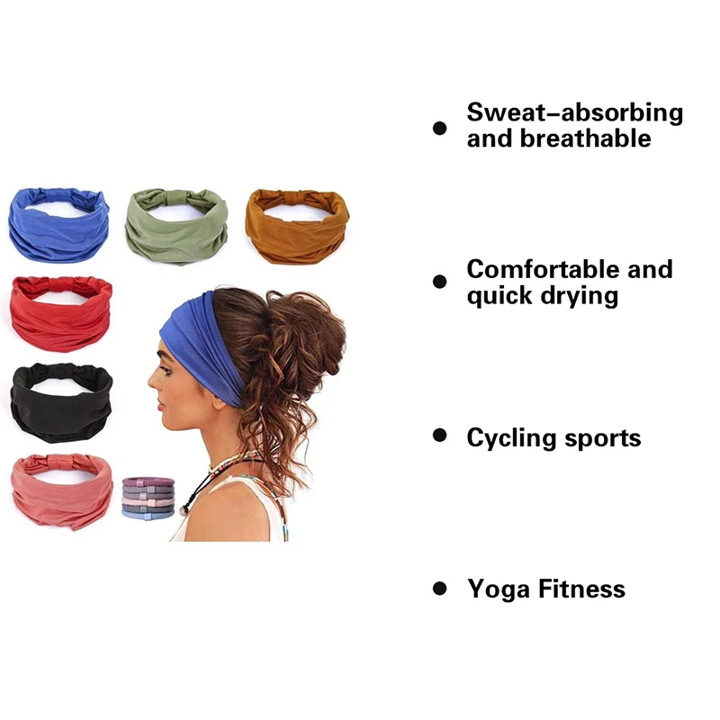 1pc Sport Boho solide breite Stirnbänder Vintage Knoten elastischen Turban Kopf wickel für Frauen Mädchen Baumwolle weiche Bandana Haarschmuck