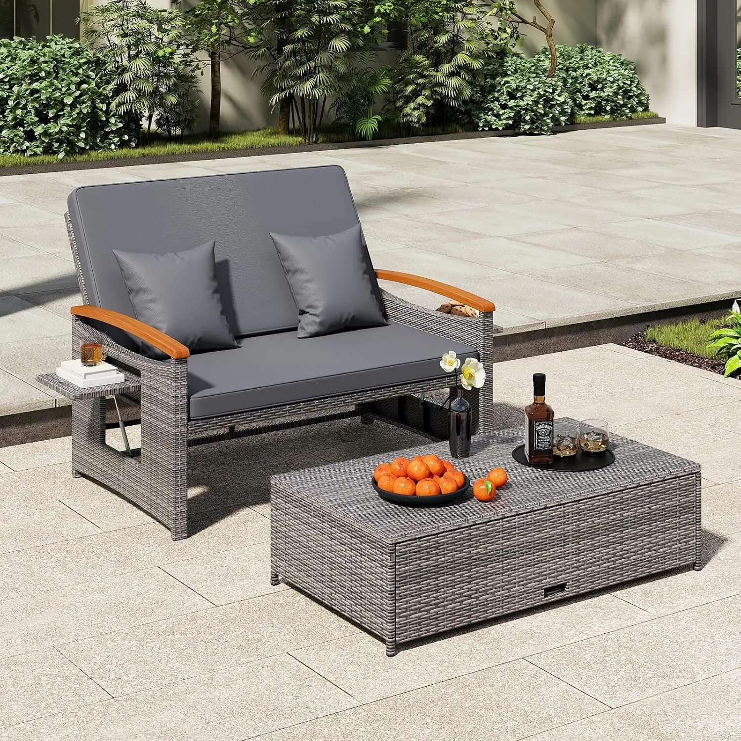 Rattan-Gartenliege mit Staurau – Outdoor Furniture Loveseat Bewertung und Preis