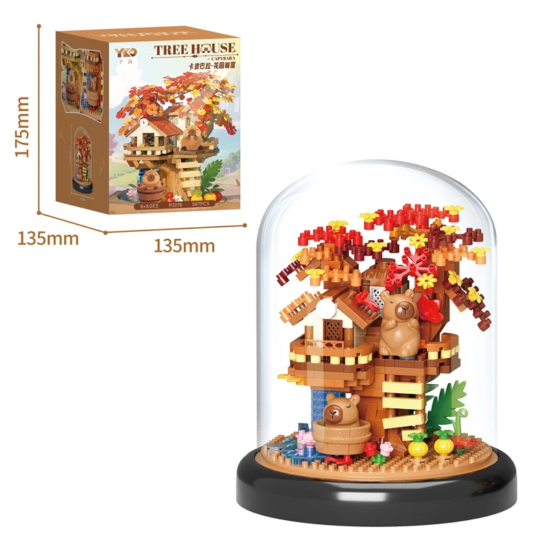 Spaß Capybara Garten Puzzle Montage Bausteine Simulation Sonnenblume Rose Lilie Unsterbliche Blume Ornament Bausteine – Detail 10