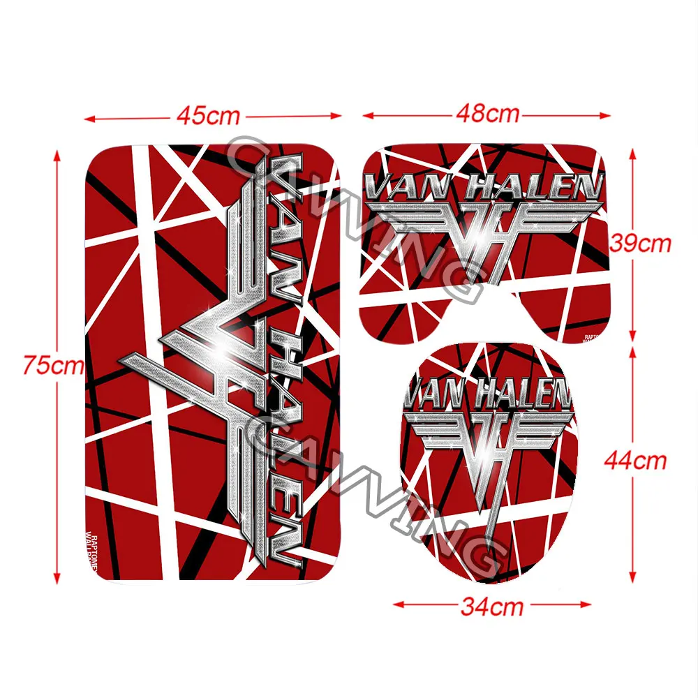 Van Halen Band  3D Shower Curtains Waterproof Bathroom Curtain Anti-slip Bath Mat Set Toilet Rugs Carpet  Home Decor  V02