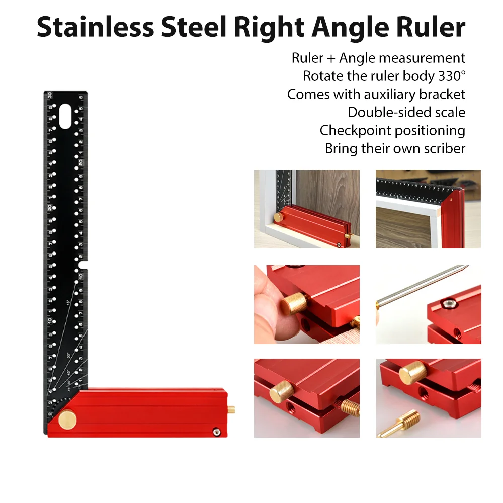 Многоугольная измерительная линейка, плотницкий квадрат, комбинированный образец, 90 градусов, L-квадрат для углового измерения