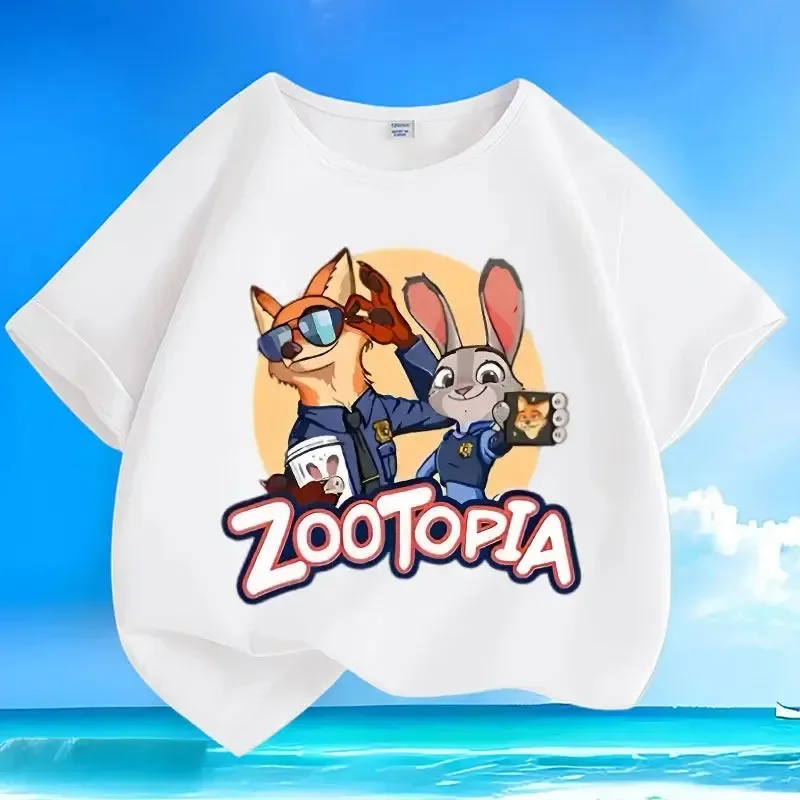2025 New Popular Movie Rabbit and Fox Kids Cartoon T-Shirt - Crew Neck Printed Fashion Casual Kids Top - Children's Clothing