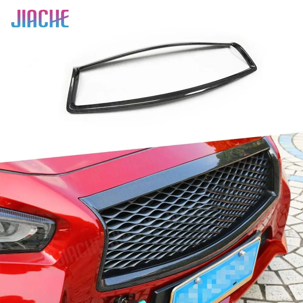 

JCYECF Автомобильная передняя сетчатая накладка для Infiniti Q50 Sedan 4-дверная решетка 2014-2020, накладка на рамку из углеродного волокна