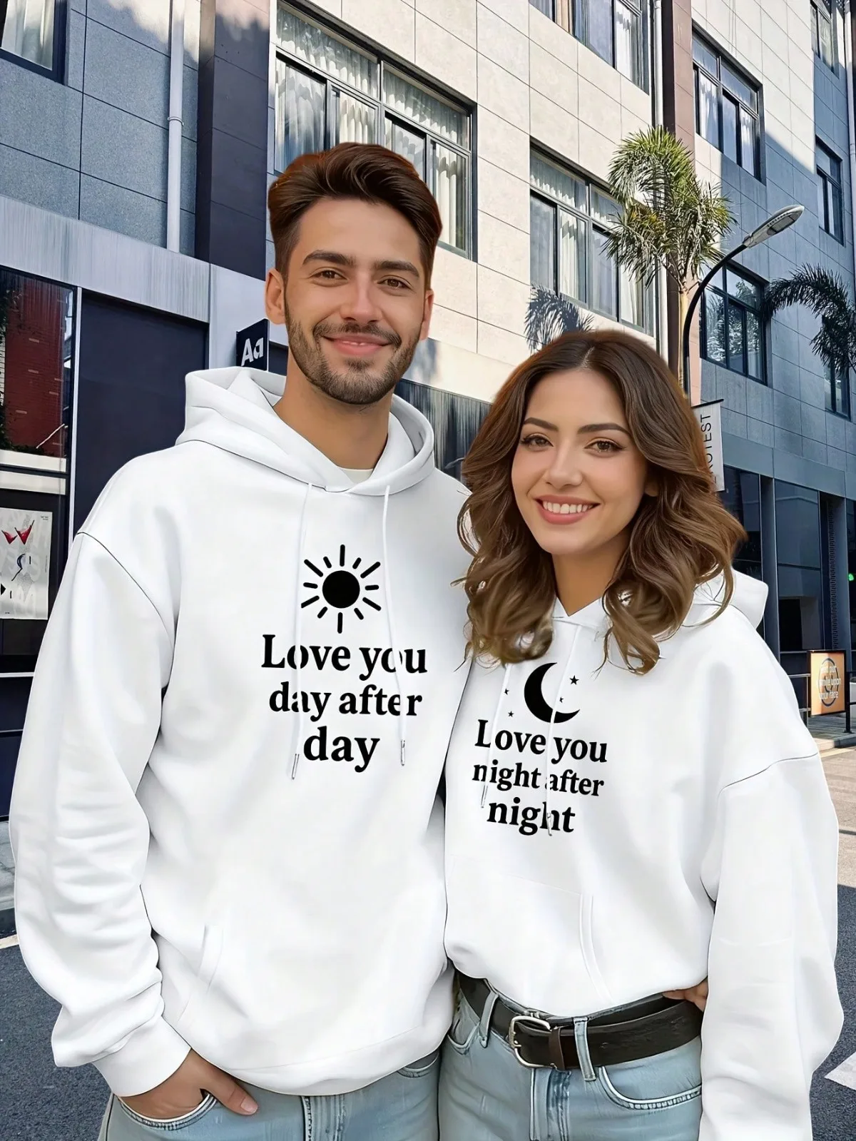 1PC [Couple Style] Casual Fashion Love Messages Pattern Printed Matching Couple Comfortable Loose Valentine's Day Gift Hoodie
