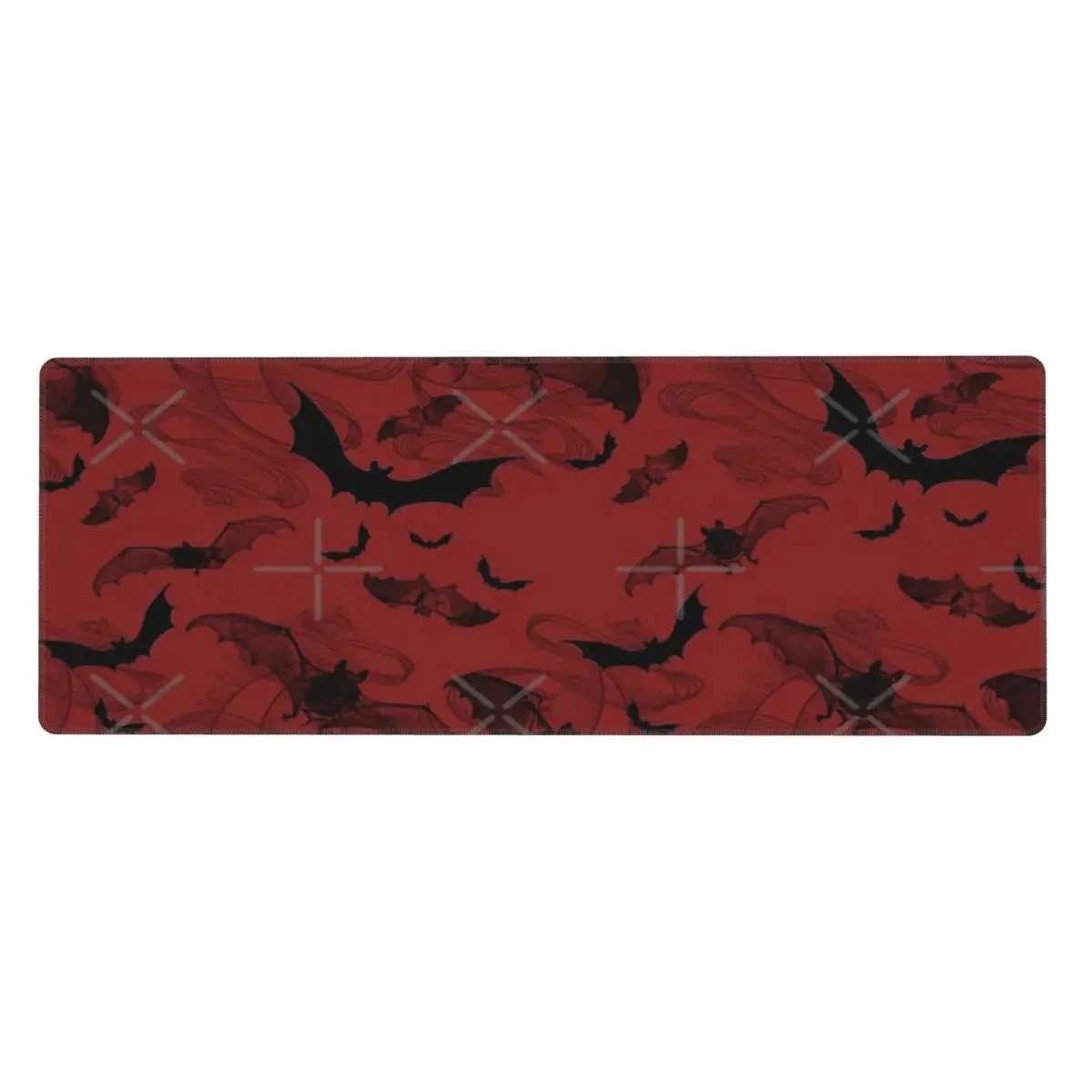 Gothic Halloween Bat Pattern Red Background Rubber Keyboard Pads