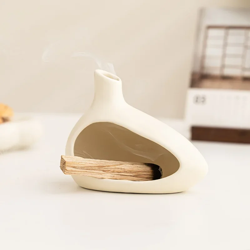 Three in One Handmade Ceramic Incense Burner with Chimney Suitable for Home Decoration Ornaments