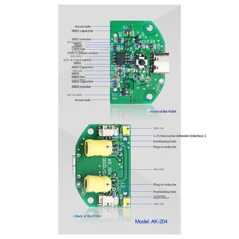 B68C Fogger Atomization Film Sheet 5Pcs TYPE-C Mini Humidifier DIY Kits Mist Maker And Driver Circuit Board Mini Oscillating