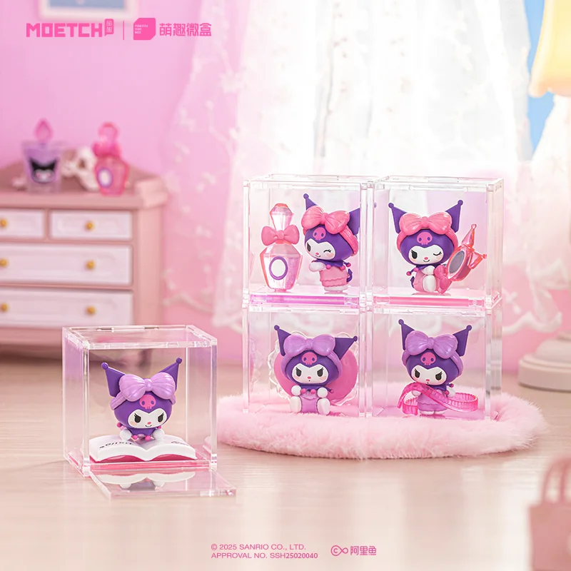 Sanrio kawaii kuromi aconchegante série cottage mini caixa cega figura colecionável brinquedo da moda meninas presente decoração item