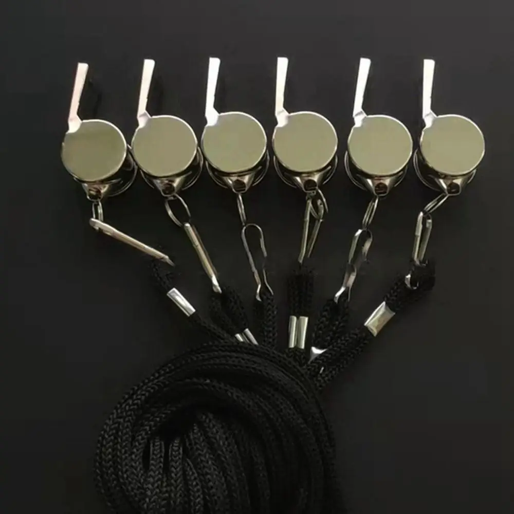 Metal Outdoor Survival Whistle Stainless Steel With Rope Referee Sport Rugby Whistle 3.8cm Party Training School Soccer Whistle