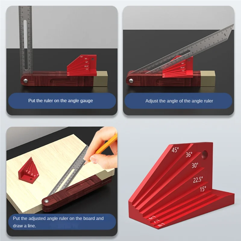 

ABRB-Angle Ruler Multi-Functional 30 Degrees 45 Degrees Optional Angle Auxiliary Gauge
