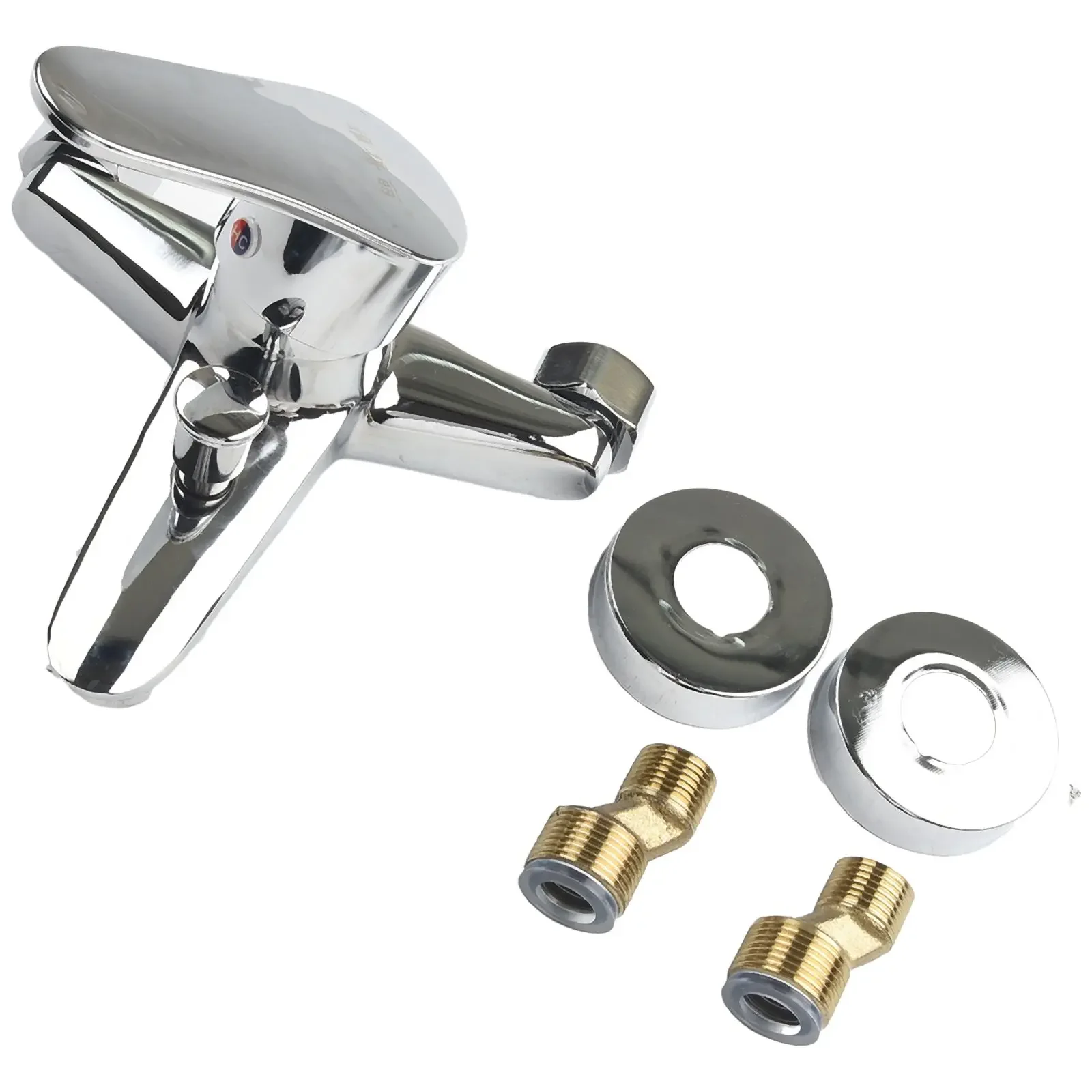 

Bathtub Faucet Dual Spout Mixer Tap Water Mixer Tap With 2 Angle Screw Zinc Alloy 2 Water Outlet Hole Polished Chrome Rustproof