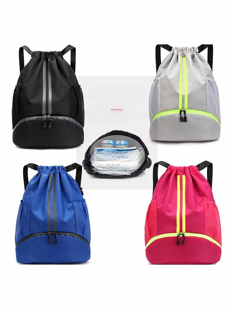 

Swimming Bag Dry Wet Separation Sports Backpack Training Fitness Drawstring Unisex round Cylinder Shaped Swimming Gear Bag