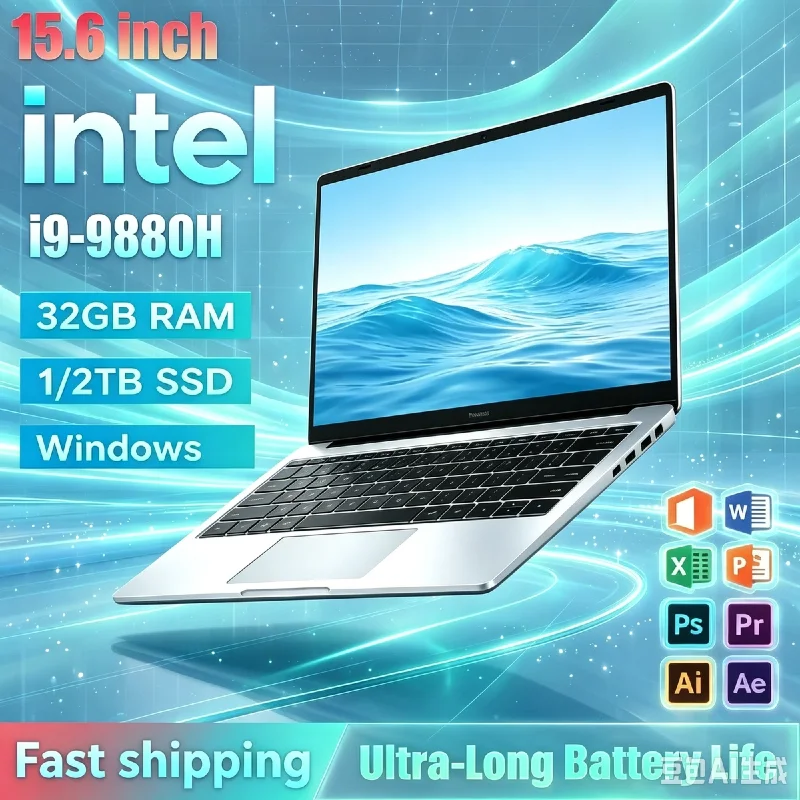 Home Office Windows 11 - Ordinateur portable de jeu ultra-fin 15,6