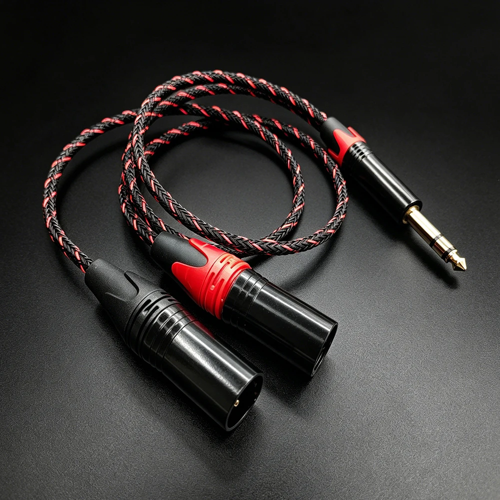 Aouyade High-Quality 4N Oxygen-Free Copper HiFi Audio Cable 6.5 TRS to 2 XLR Active Monitor Speaker Cable