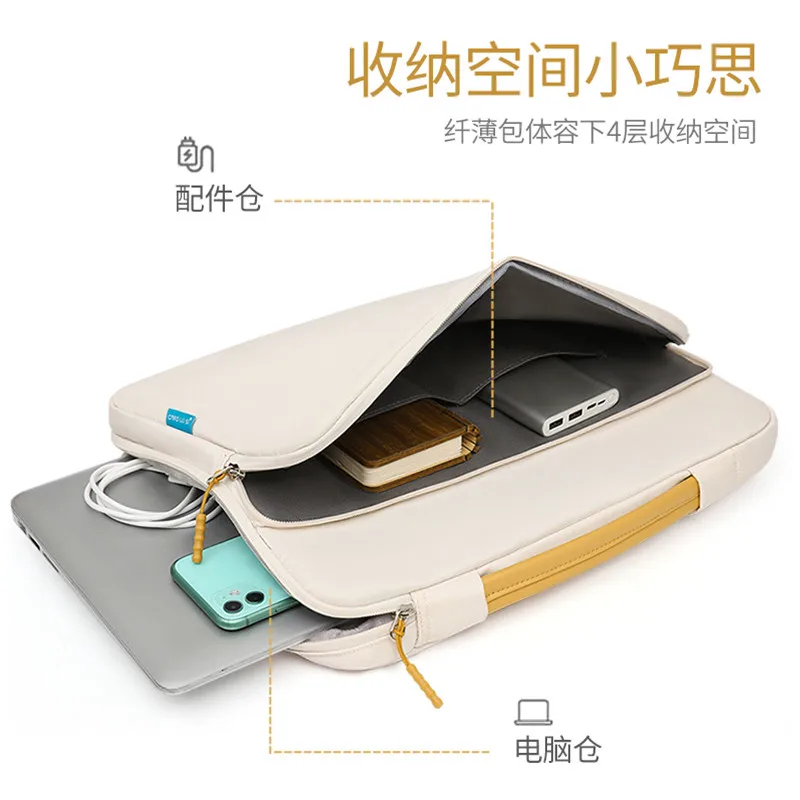 Waterproof Shockproof Laptop Sleeve Bag with Handle Multi Pocket Notebook Carrying Case for MacBook HP Dell Lenovo